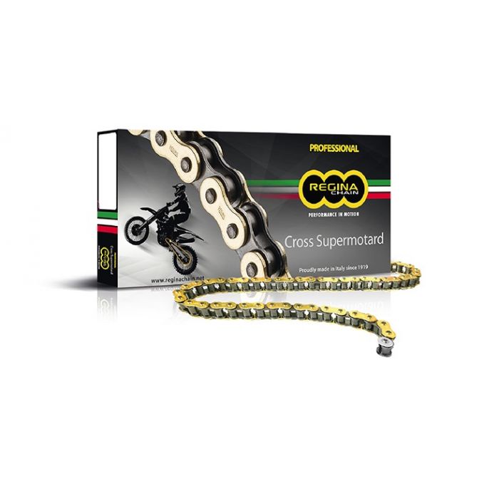 Drive chain Regina chain pitch 420 cross professional without O-RING 140 links -gold Drive chain Regina chain pitch 420 cross professional without O-RING 140 links -gold