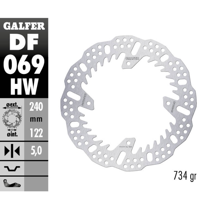 Brake disc Galfer Shark Honda CRF 250 X (04-17) rear - 5 mm DF069HW