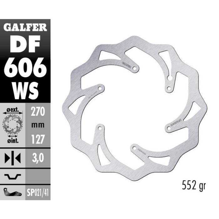Brake disc Galfer Wave Husqvarna 250 TC (14-25) front maggiorato DF606WS