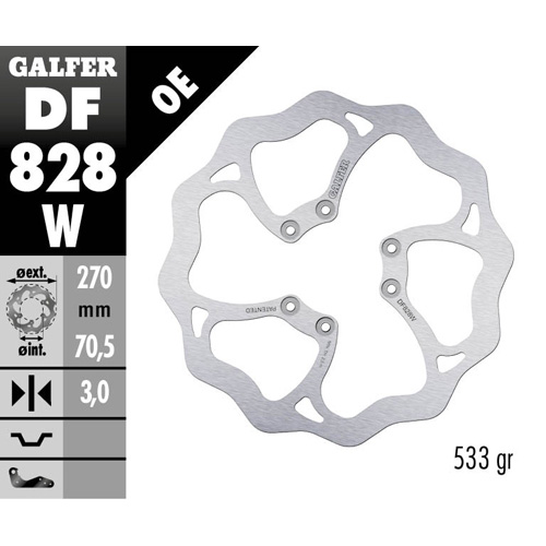Brake disc Galfer Wave TM EN/MX 250 F (04-25) front DF828W