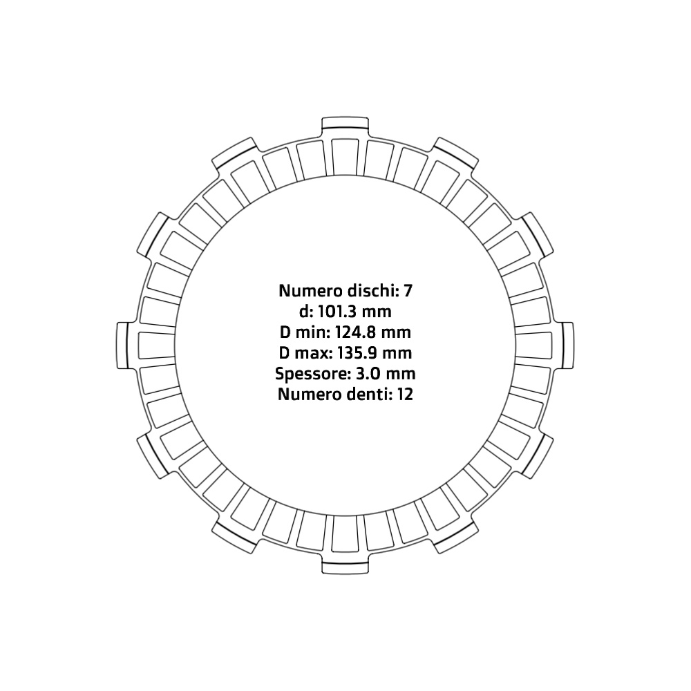Clutch plates NRTeam Beta RR 125 2T (18-25) - Friction set DS02.F003.7