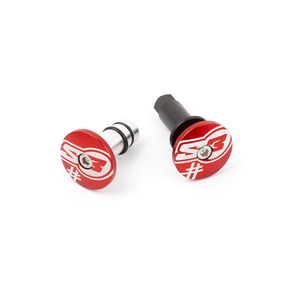 Pair of handlebar end caps S3 Beta red Five HA-END5-12-R